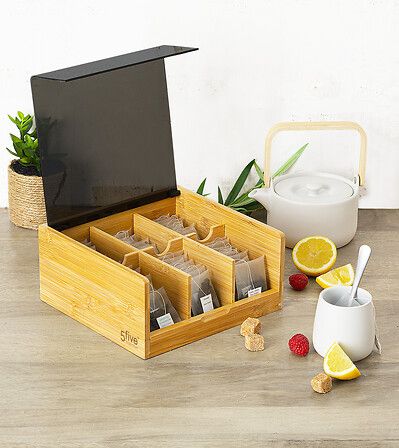 Caja de té con 6 compartimentos Blackbamboo 4