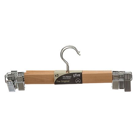 Juego de 3 perchas con pinzas de madera y metal - Imagen 4