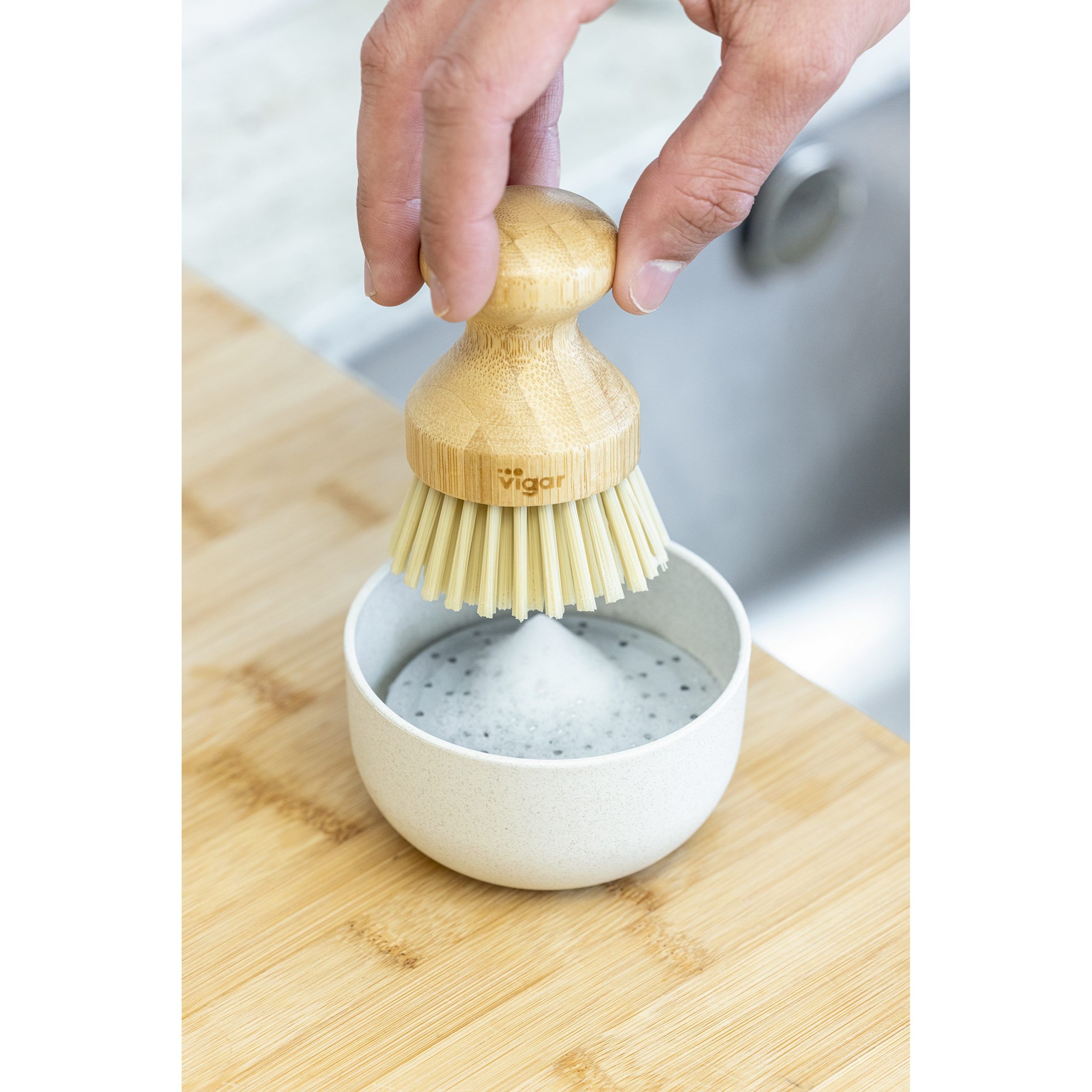 Juego de cepillo de bambú con soporte