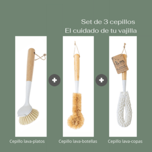 Set de 3 cepillos para el cuidado de la vajilla