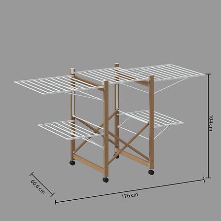 Tendedero efecto madera 27 m con ruedas - Imagen 4