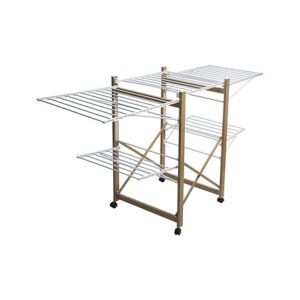 Tendedero plegable, aluminio efecto madera