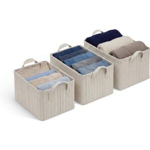 Cesta de almacenaje con estampado de rayas discreto y elegante