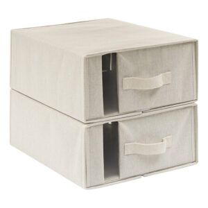 uego de 2 fundas rígidas de almacenamiento beige para ropa y ropa de cama